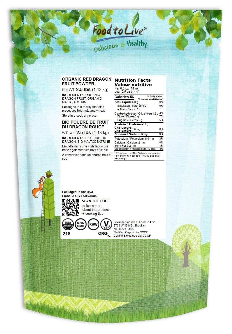 Bulk Food to Live Dragon Fruit Powder 2.5 lb bag