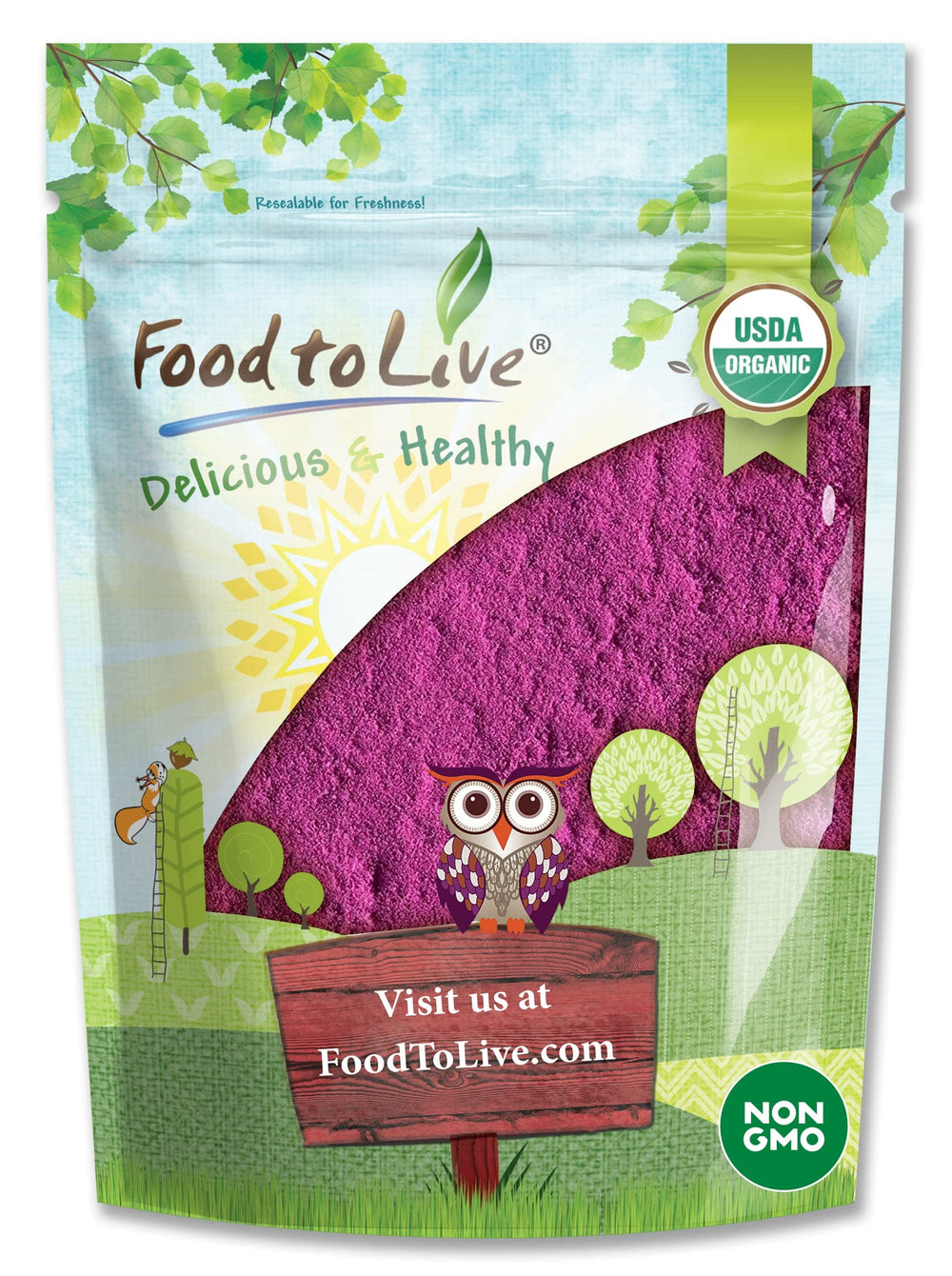 1 lb jar of Food to Live Organic Black Currant Juice Powder