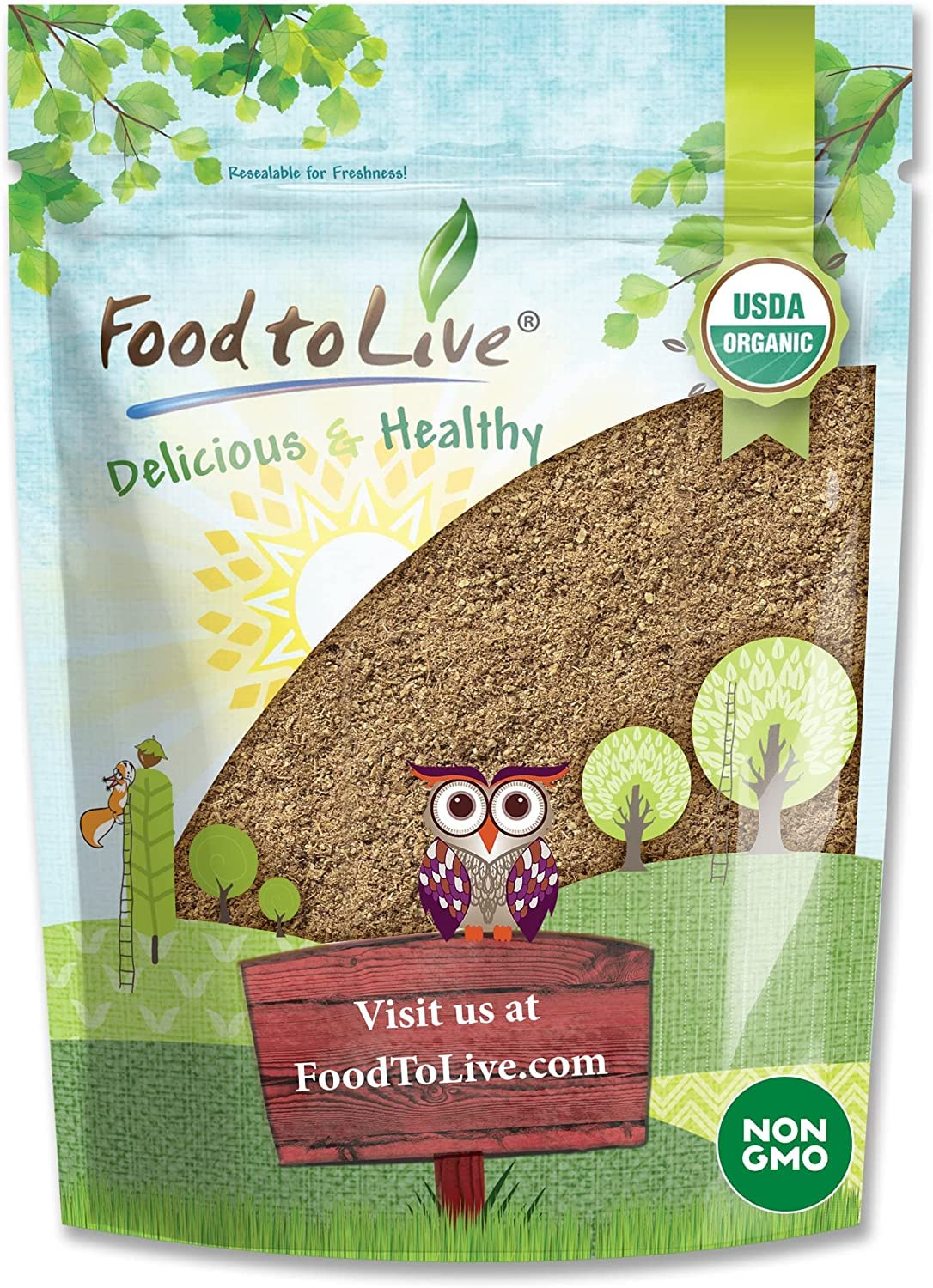 Food to Live Organic Psyllium Husk Powder 1lb organic non-GMO label