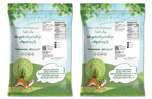 Side view of Food to Live Psyllium Husks 10 lb package