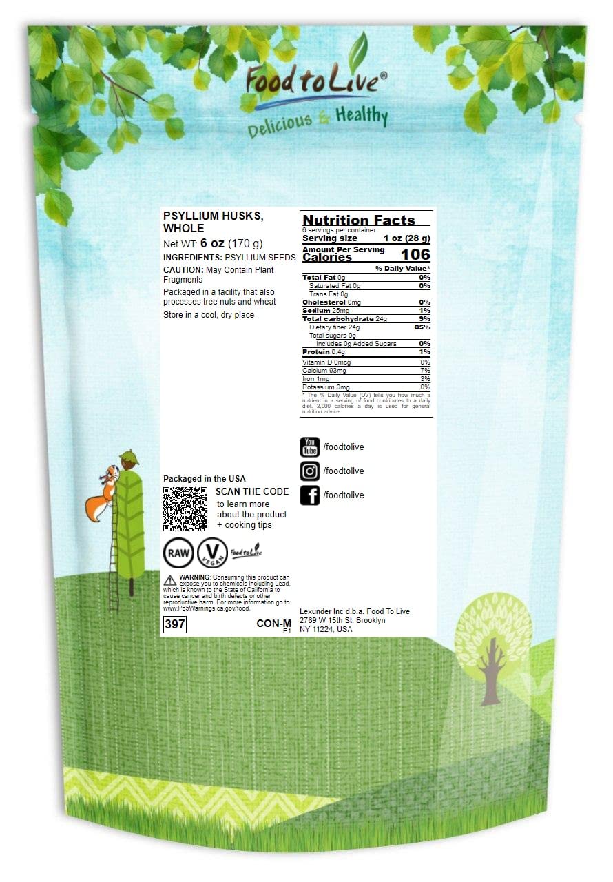 Side view of the Food to Live Psyllium Husks package