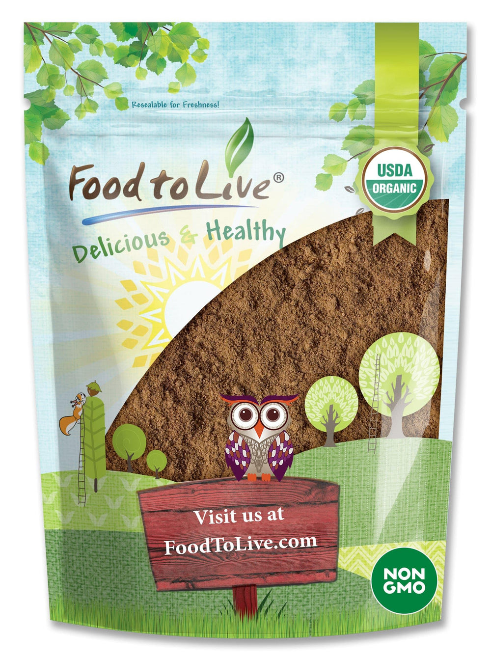 Food to Live Organic Red Reishi Mushroom Powder 12 oz jar with label