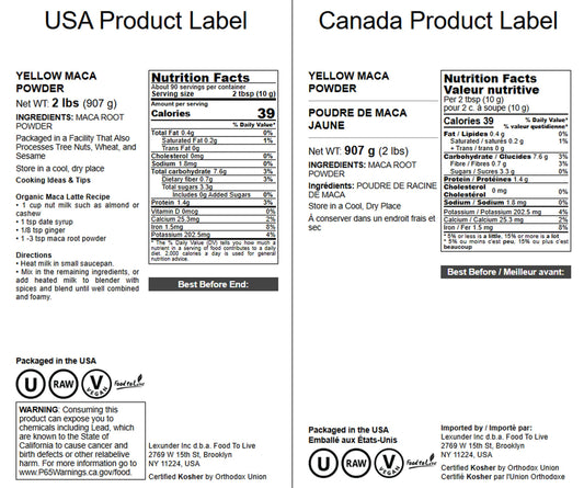 Packaging of Food to Live Yellow Maca Powder