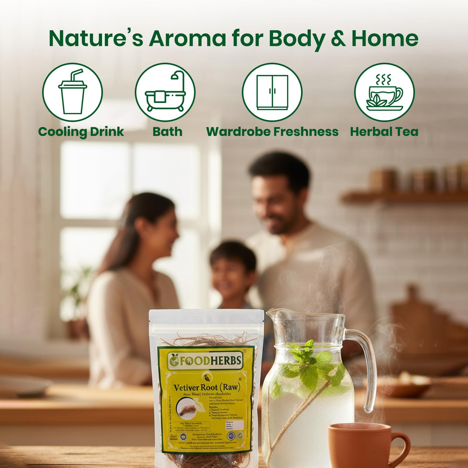 Foodherbs dried vetiver for breath-freshening rituals and daily spice use