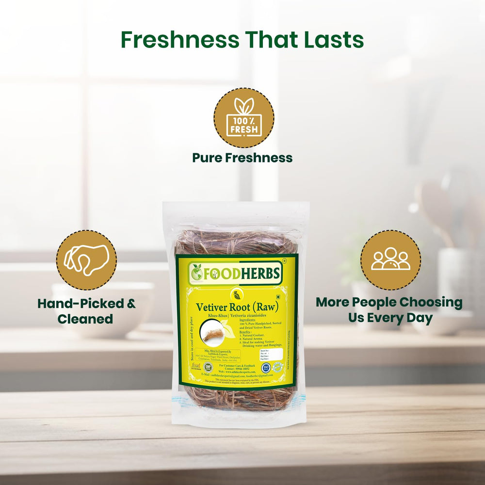 Foodherbs vetiver roots aroma-water offers a fragrant infusion for cooling mood