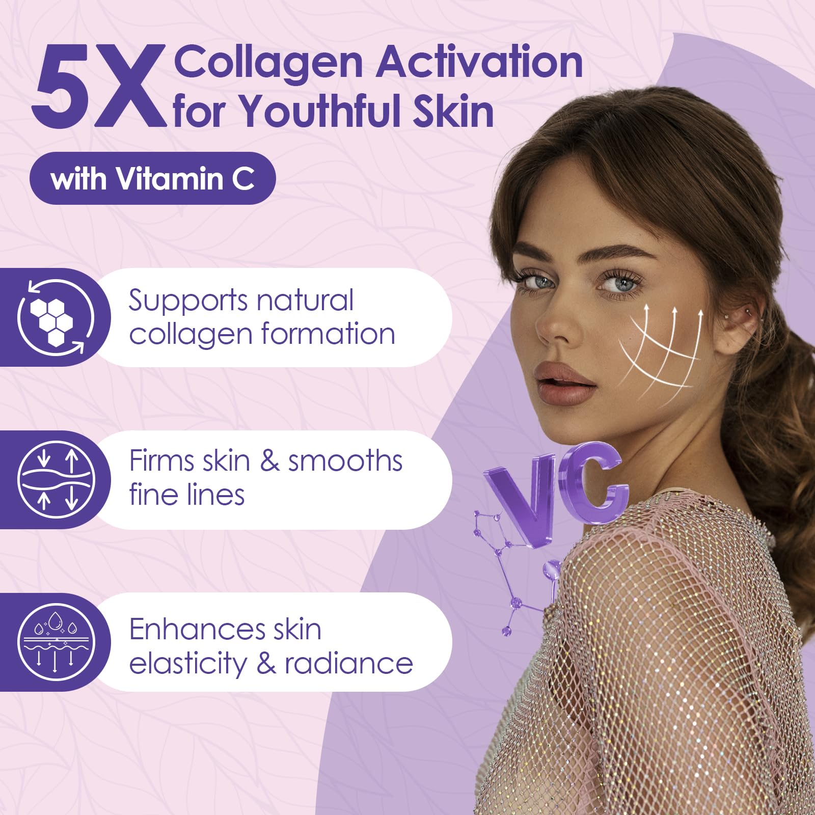 Vitamin C, Hyaluronic Acid and Biotin icons