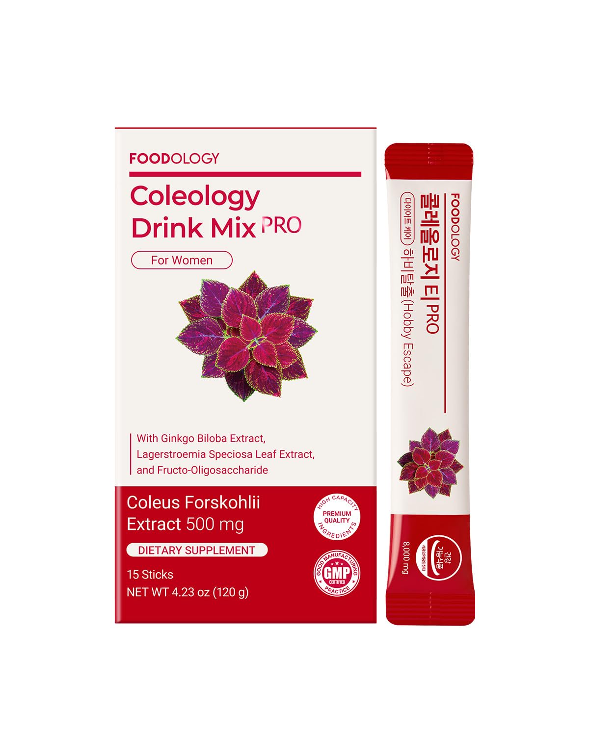 Front view of FOODOLOGY Coleology drink mix PRO 15 Days packaging