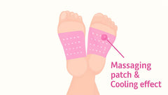 Close-up of acupressure nodes on the Foot Cooling Acupressure Patch applied to skin