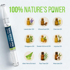 Foot Cure Nail Repair Pen close-up on nails suggesting healthier-looking nails.