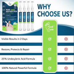 Foot Cure Nail Repair Pen USA made label emphasizes quality manufacturing.