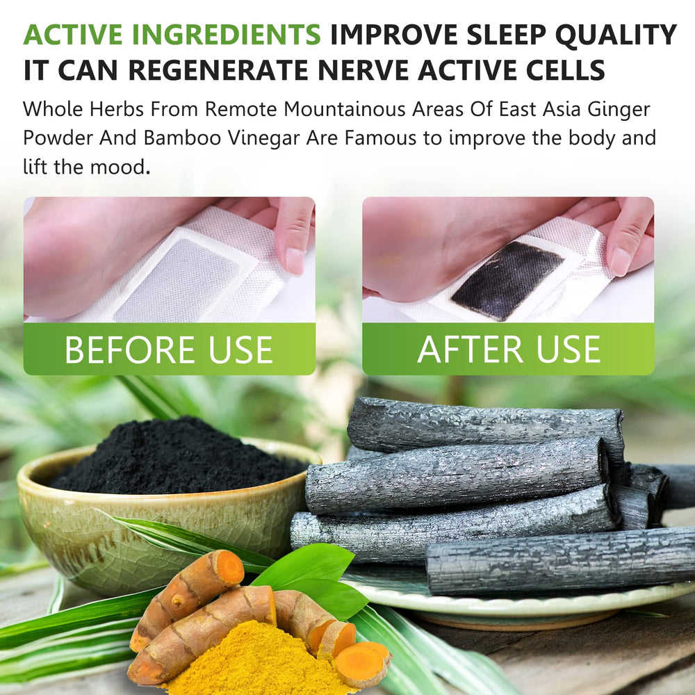 Close-up of ginger powder and bamboo vinegar foot patches