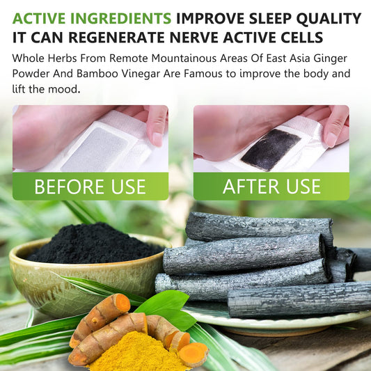 Close-up of ginger powder and bamboo vinegar foot patches