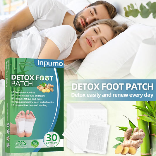 Natural ingredients used in foot patches, including ginger powder and bamboo vinegar