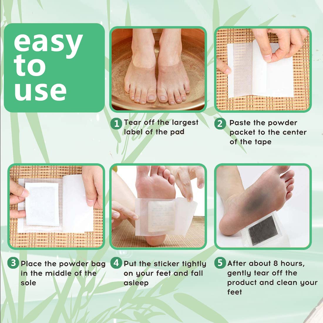 Foot pads inside packaging showing small packs