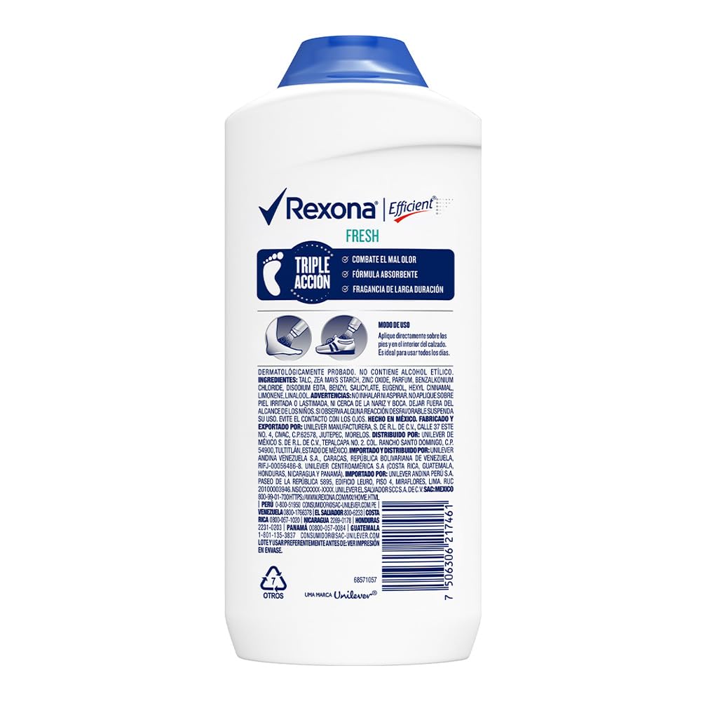 Back label with ingredients on zinc oxide foot powder jar