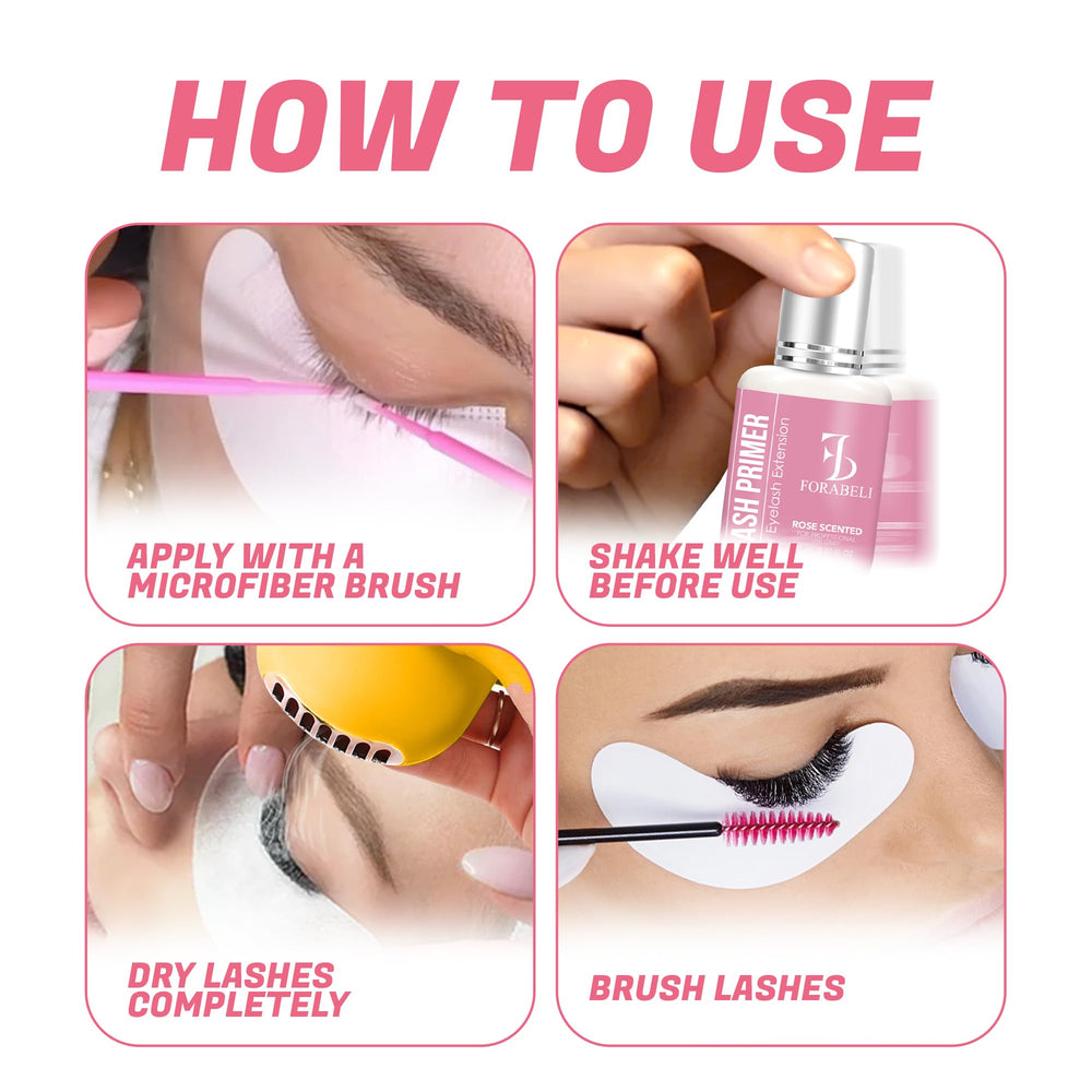 Forabeli Lash Primer drying-time showing faster cure for efficient applications.
