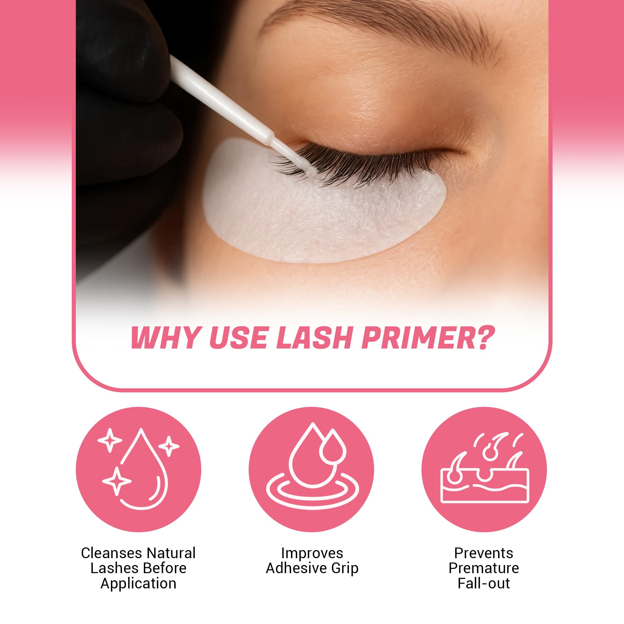 Forabeli Lash Primer preparation-step emphasizing surface readiness for bonding.