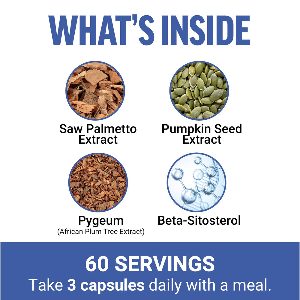 Beta-sitosterol and saw palmetto ingredients illustration