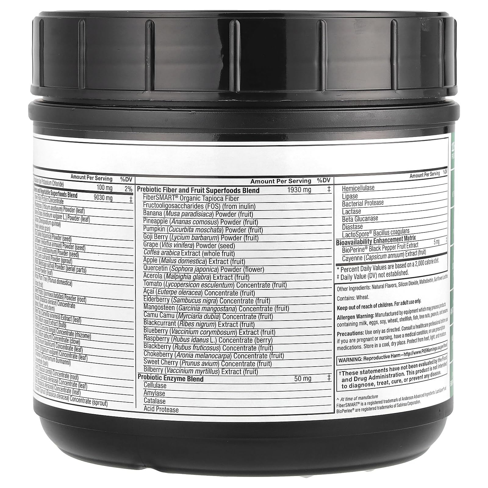 Smarter Greens Powder 30-serving tub with scoop