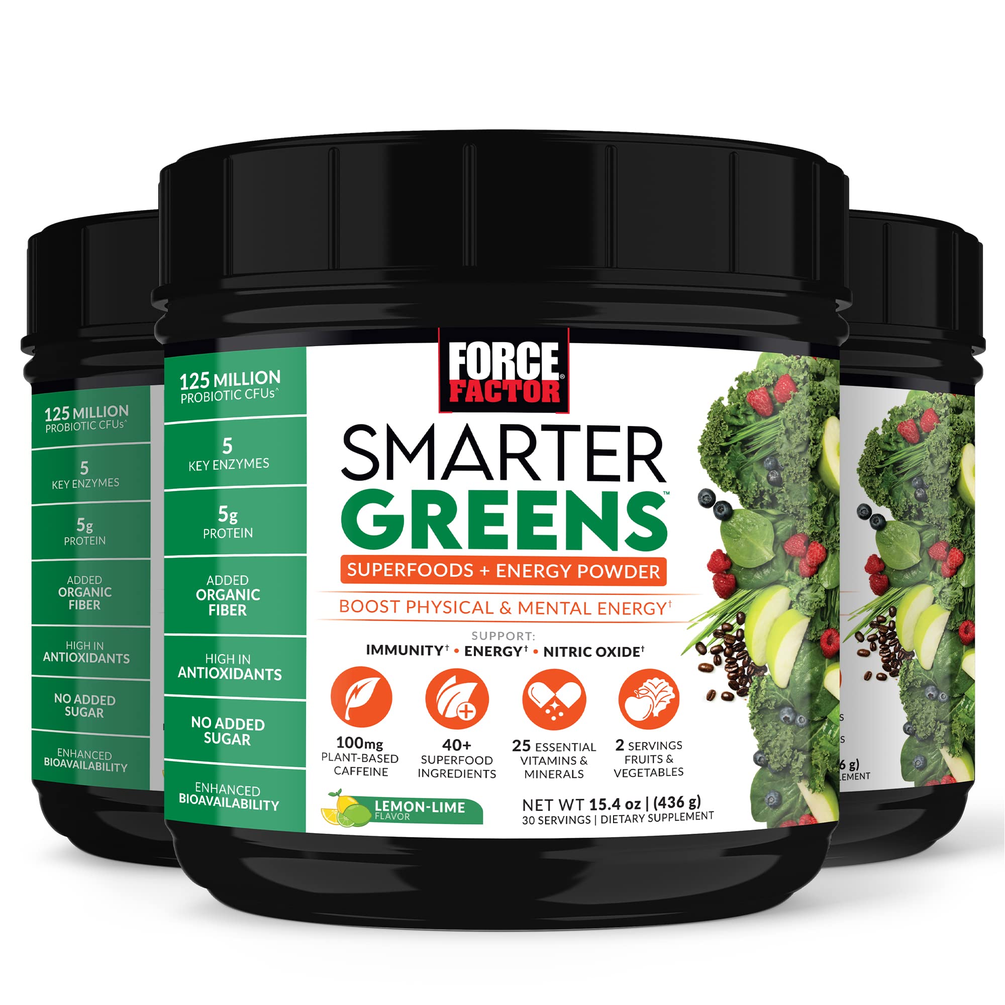 Scoop of FORCE FACTOR Smarter Greens + Energy Powder with water