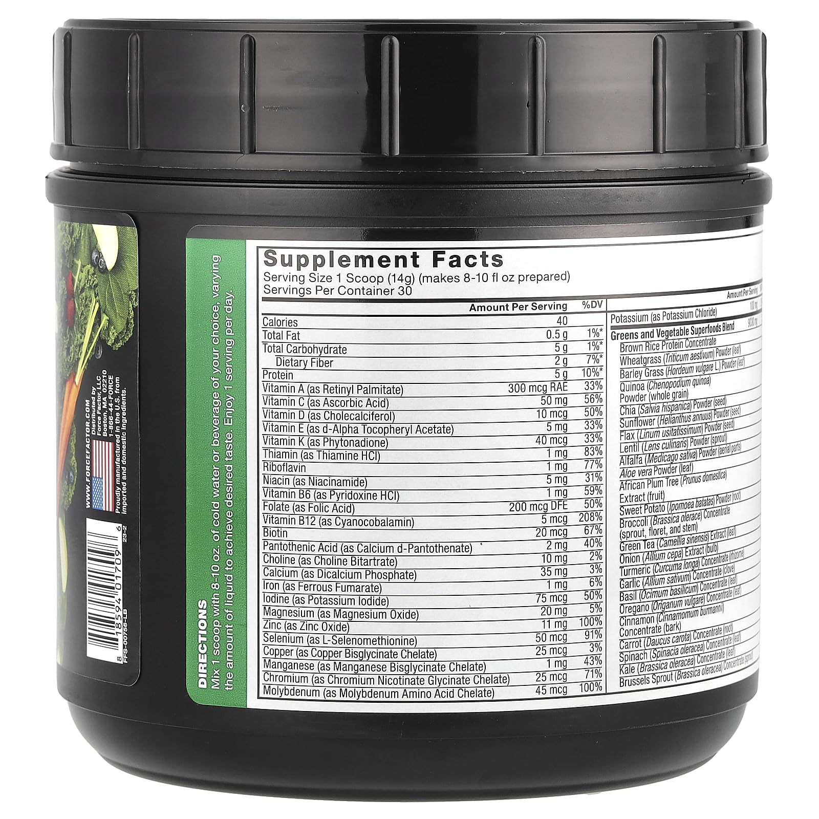 Packaging of Force Factor Smarter Greens Powder