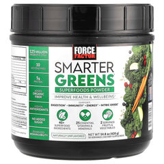 Front view of Force Factor Smarter Greens Powder tub