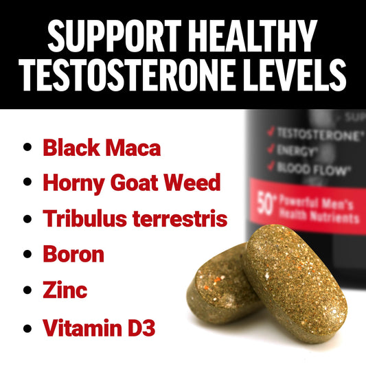 Bottle label highlighting 50+ nutrients and 13 essential vitamins