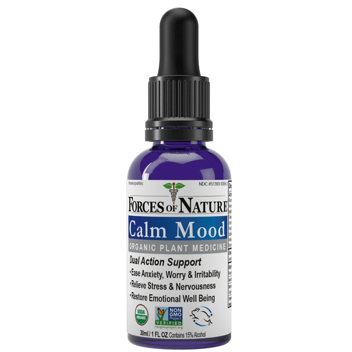 Forces of Nature Calm Mood Organic Homeopathic Medicine bottle, 1oz