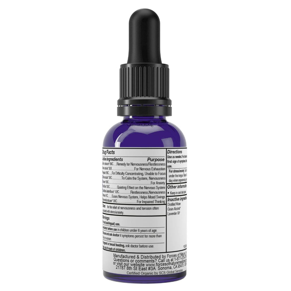 Infographic showing ingredients and usage guidance for Calm Mood supplement
