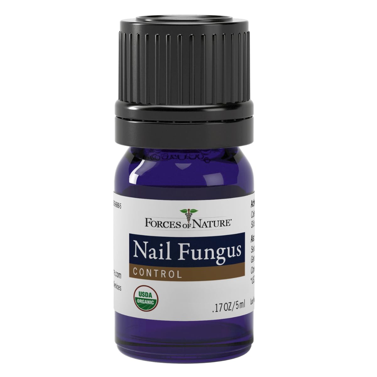 Forces of Nature organic nail care bottle close-up highlighting sustainable ingredients for healthier nails
