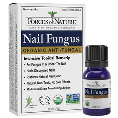 Forces of Nature toenail fungus treatment bottle front showing organic formula for damaged nails and improved appearance.