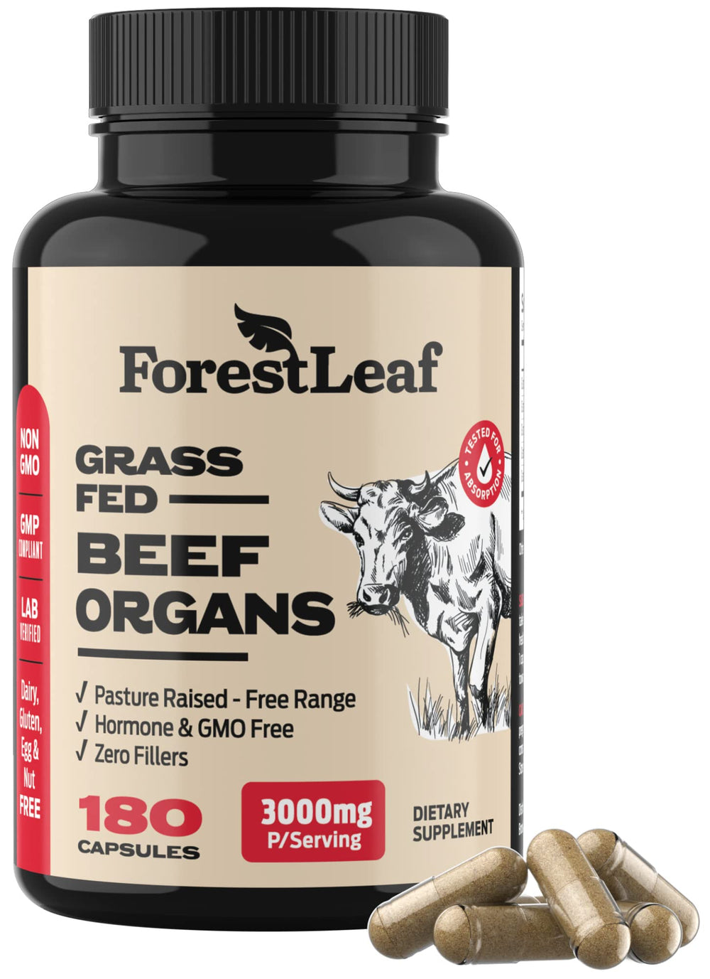 Product packaging with nutrition facts panel and dosage information