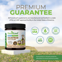 ForestLeaf Colostrum powder mix-in glass demonstrates versatile blending.