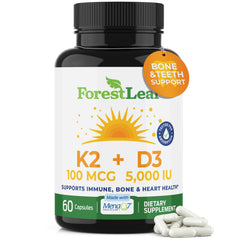 ForestLeaf D3 + K2 MK7 60 veggie capsules – product hero image
