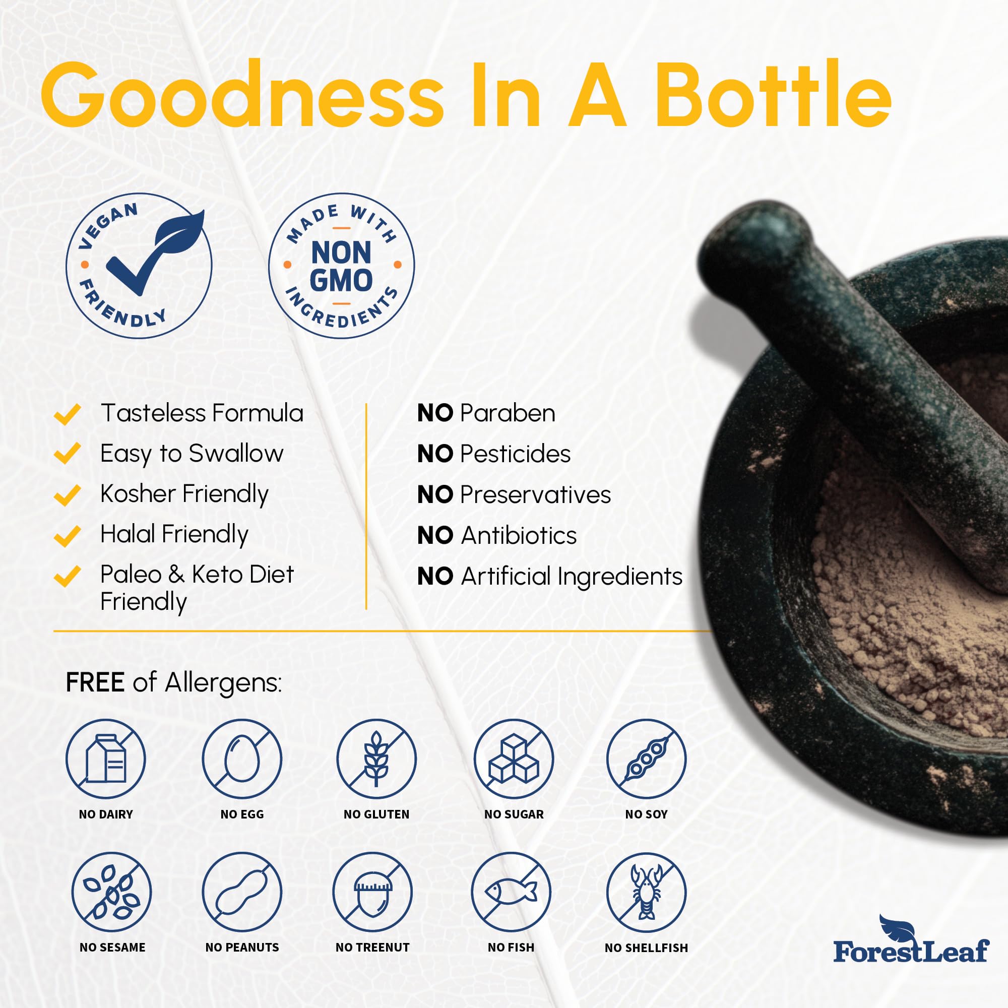Premium formulation: vegan, non-GMO, gluten-free