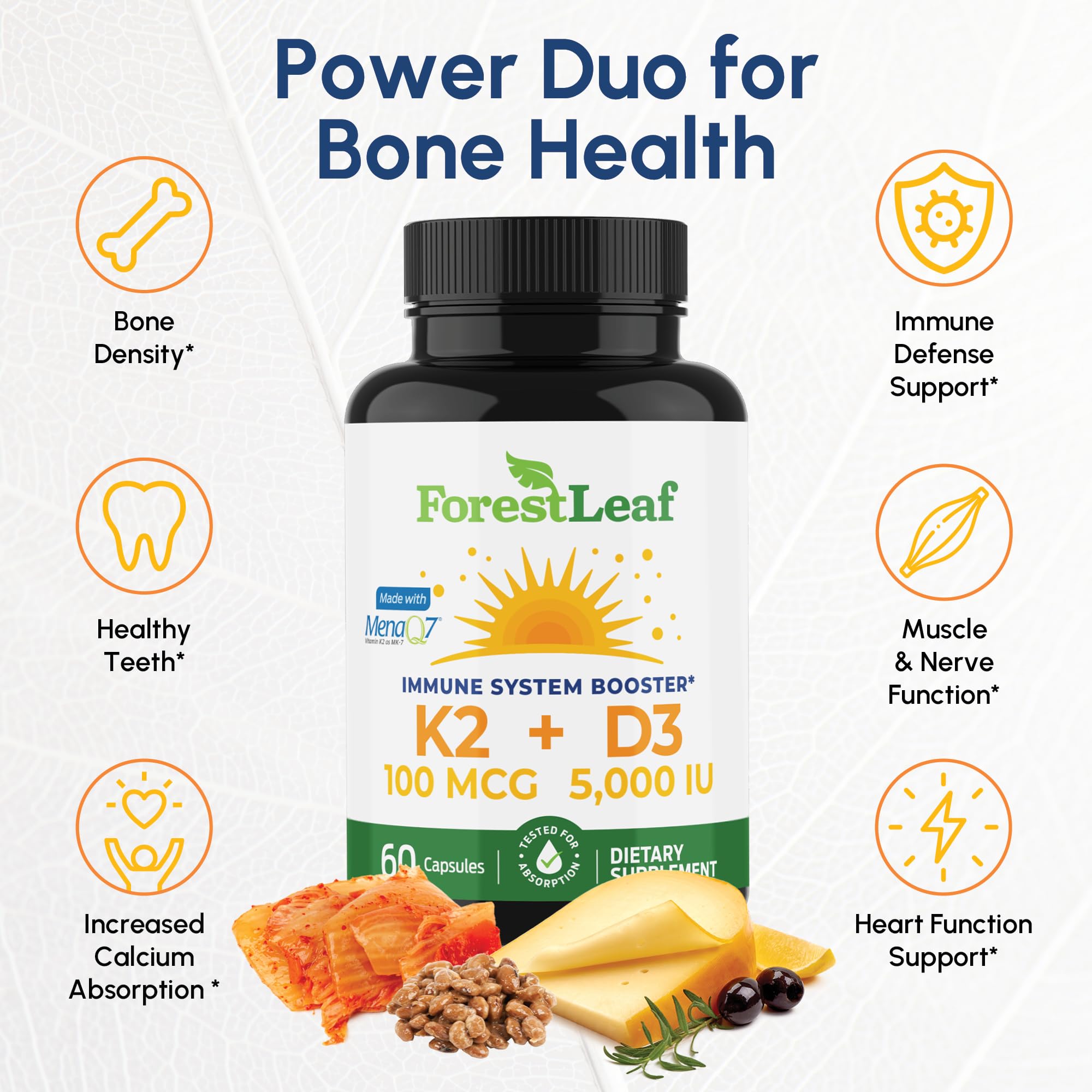 Vitamin D3 + K2 for teeth and bones health