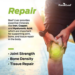Grass-fed liver capsule highlights iron and vitamins on label