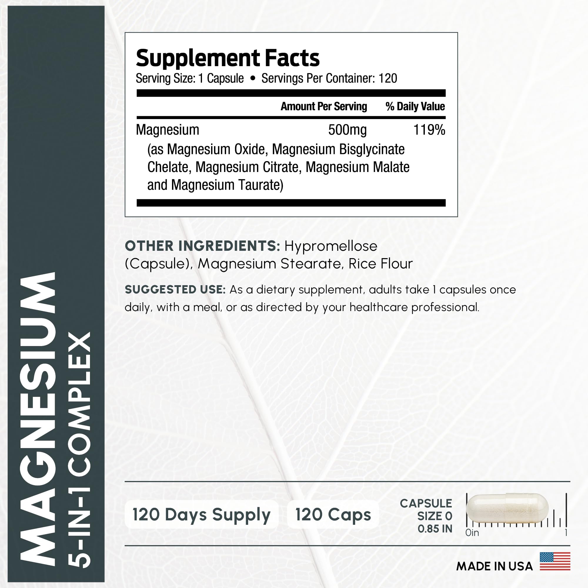 Close-up of ForestLeaf Magnesium Complex capsule