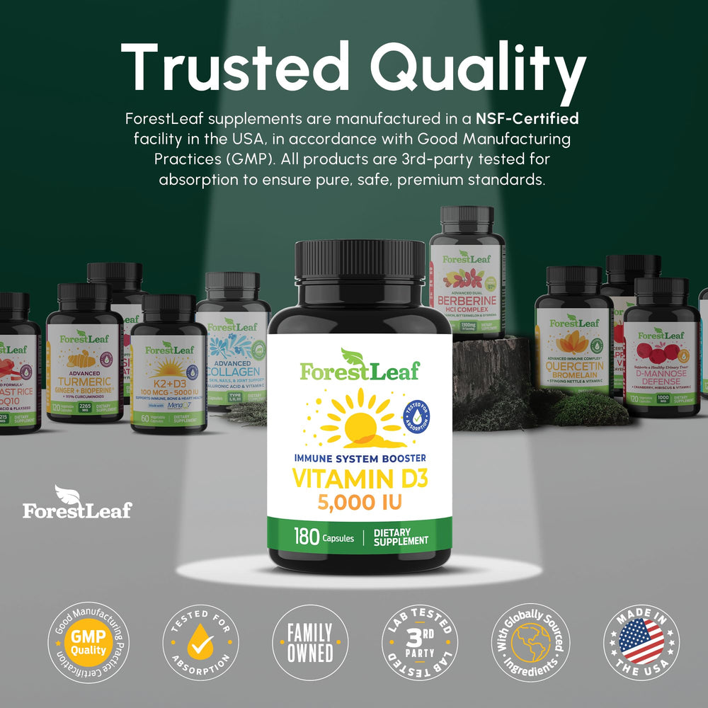 Third-party tested ForestLeaf Vitamin D3 5000 IU label