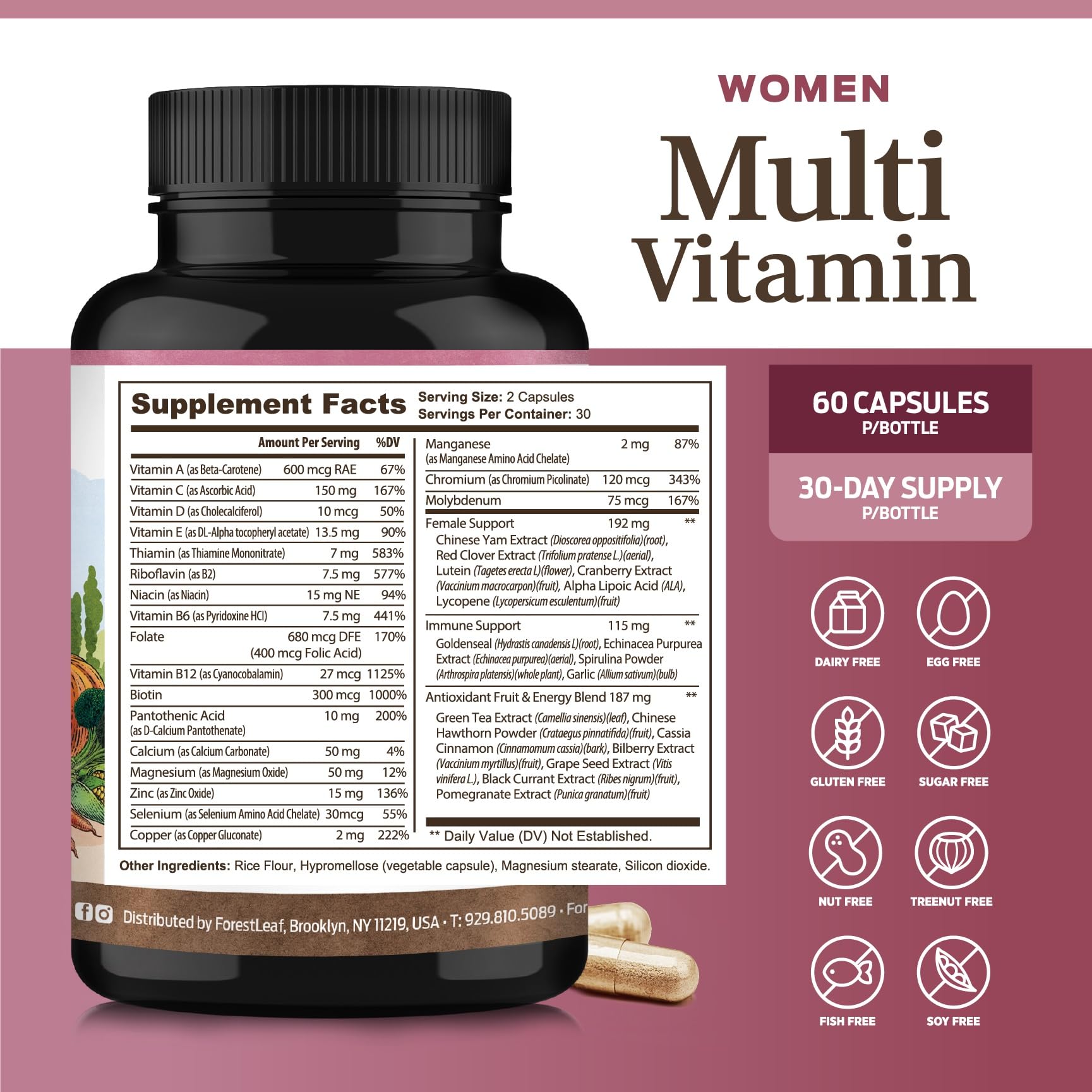 Close-up of ForestLeaf Multivitamin label