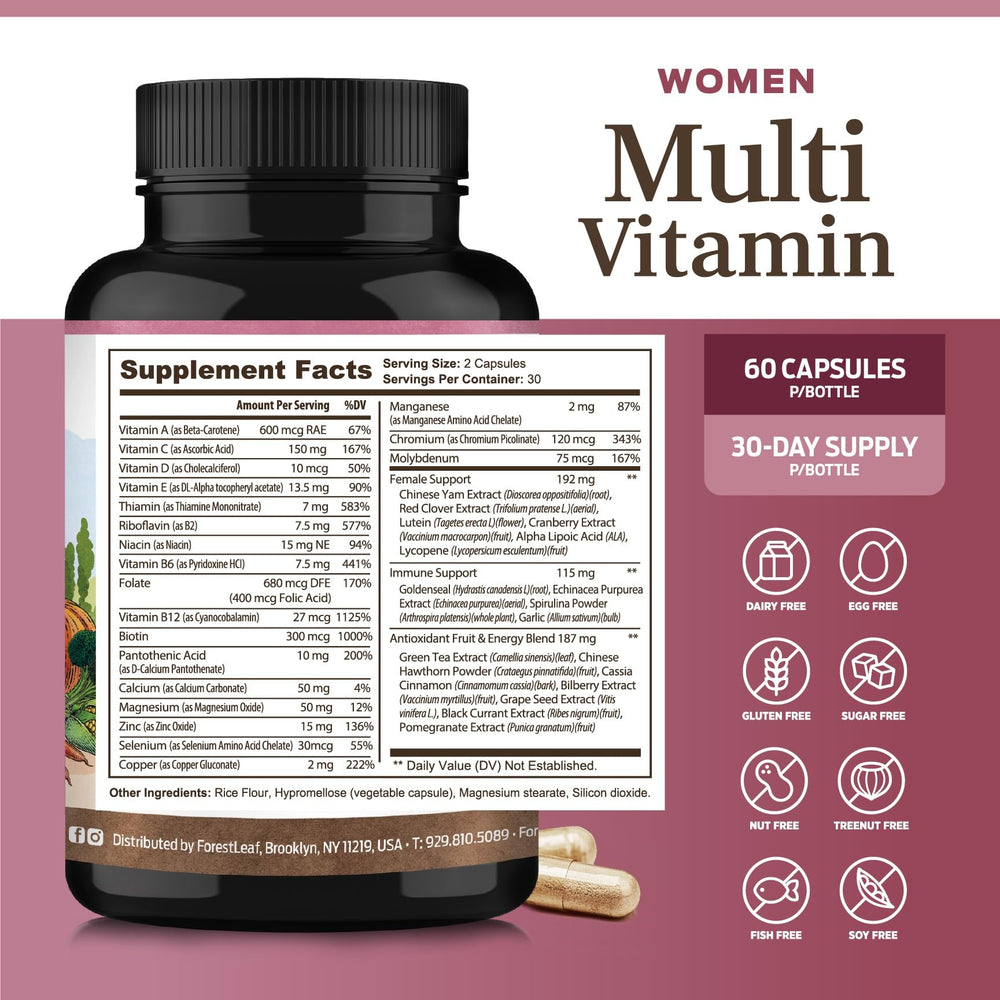 Close-up of ForestLeaf Multivitamin label