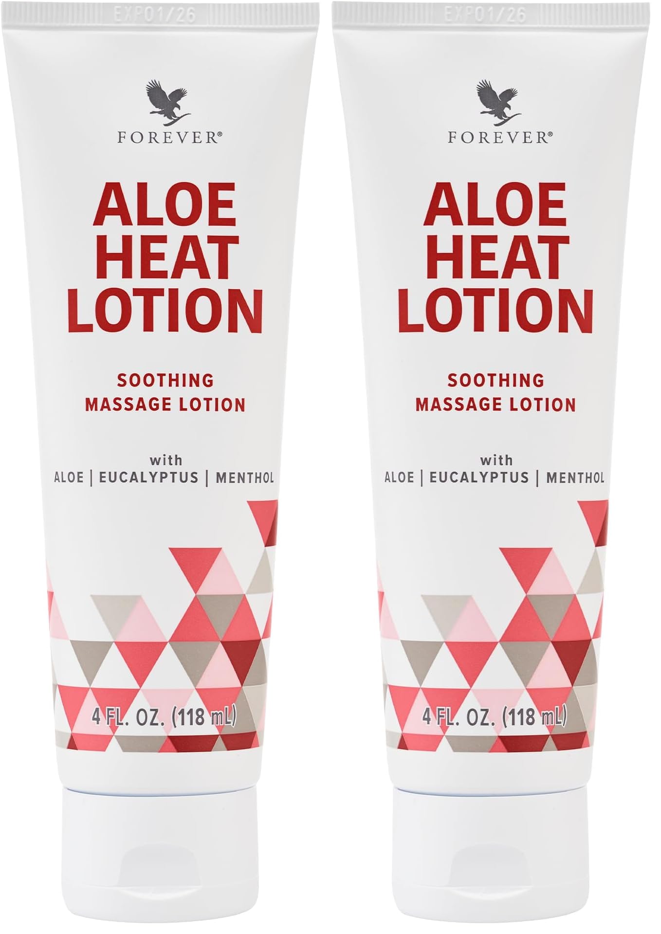 Forever Living Aloe Heat Lotion with Menthol and Eucalyptus – 4 oz bottle, pack of 2