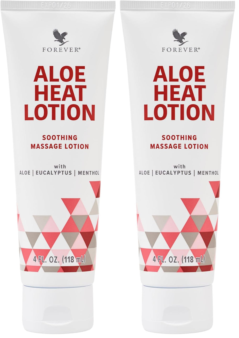 Forever Living Aloe Heat Lotion with Menthol and Eucalyptus – 4 oz bottle, pack of 2