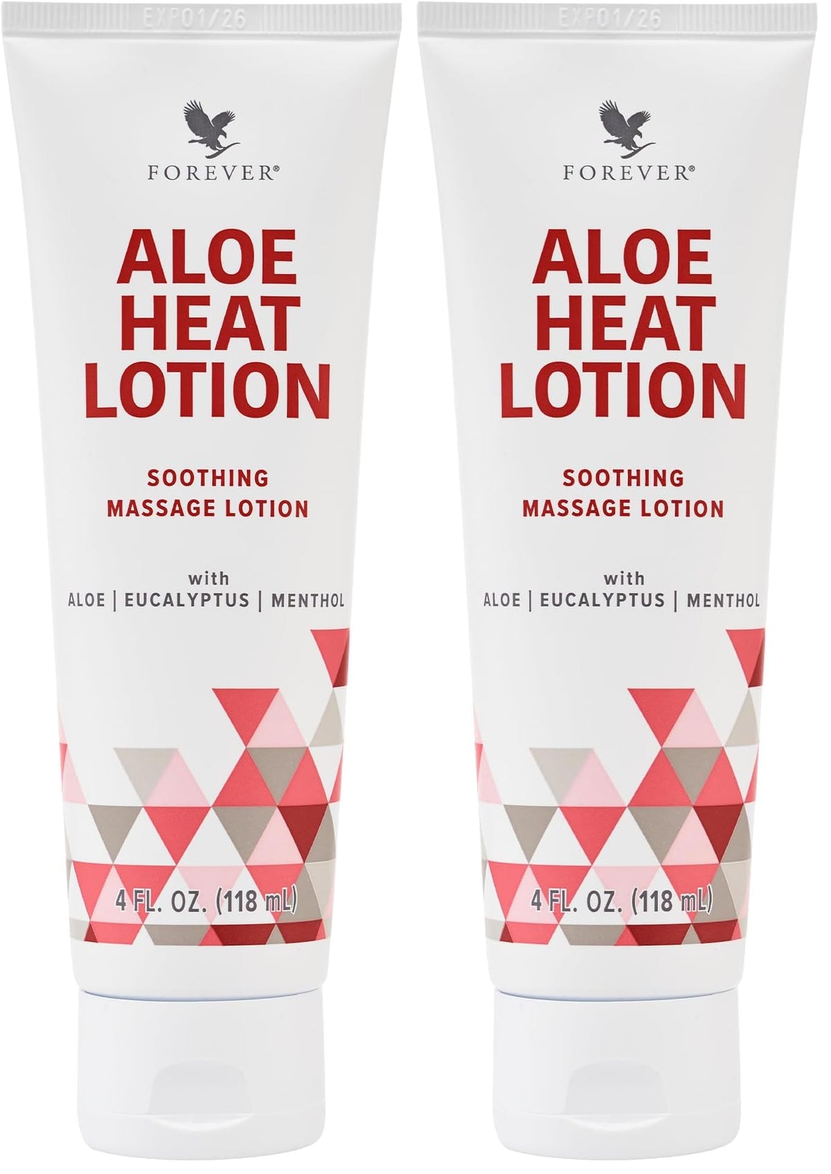 Forever Living Aloe Heat Lotion with Menthol and Eucalyptus – 4 oz bottle, pack of 2
