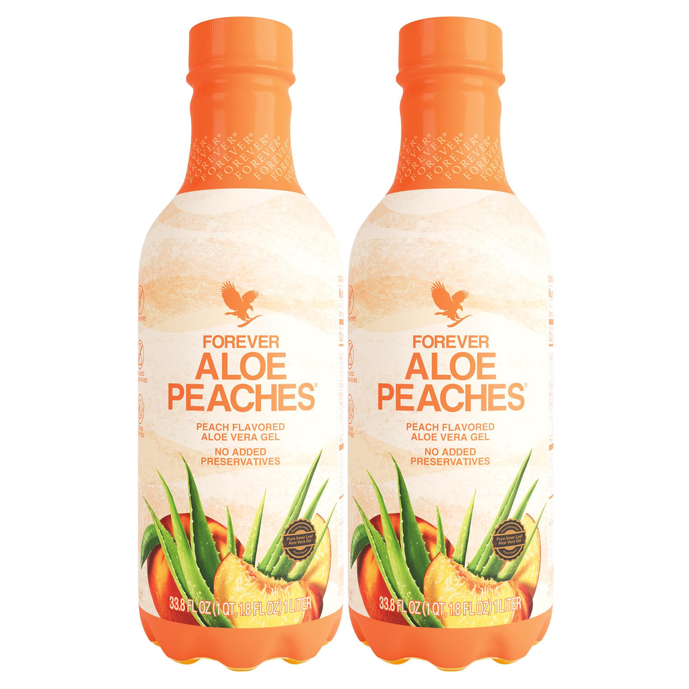 Forever Living Aloe Peaches bottle front view