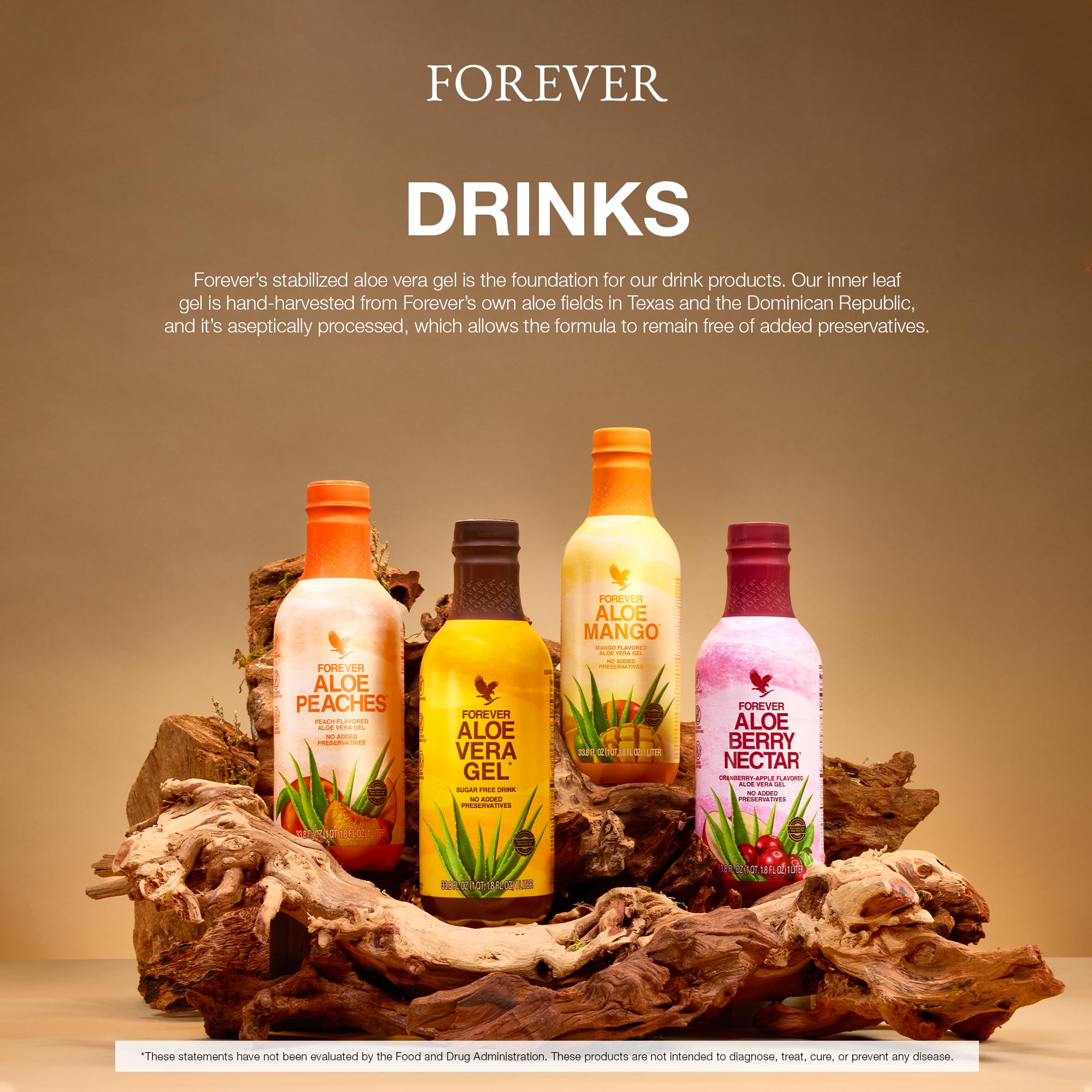 Nutrition facts label on Forever Aloe Peaches packaging