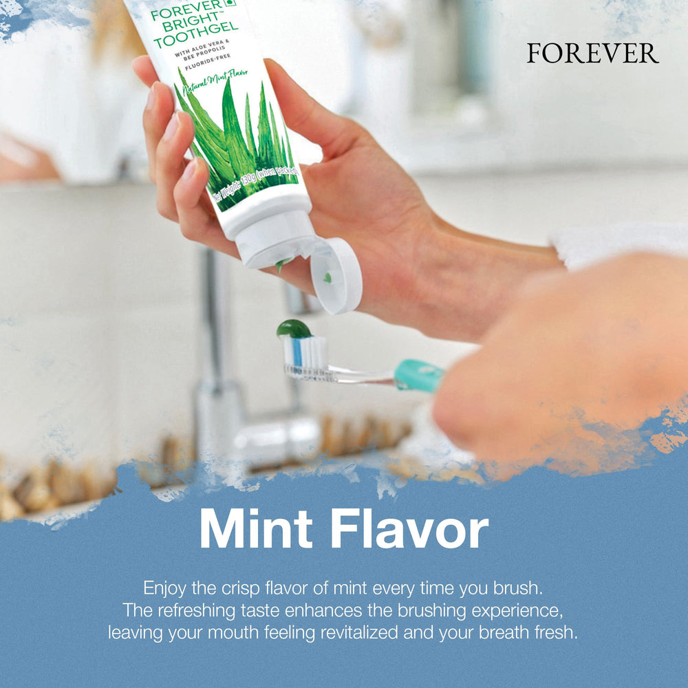 Minty freshness cue for Forever Bright Toothgel aroma and flavor