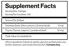 Ingredients label for Forever Garlic-Thyme softgels