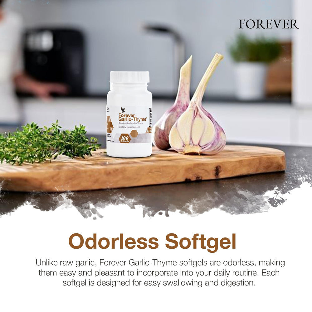 Back view of Forever Garlic-Thyme odorless softgels pack 2