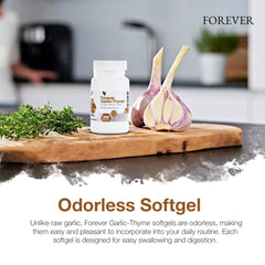 Back view of Forever Garlic-Thyme odorless softgels pack 2